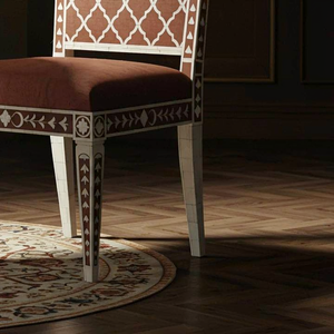 Fauteuil de salon moderne en bois avec revêtement en velours et résine d'os et design en incrustation d'os pour l'ameublement de la maison - Product Image 4