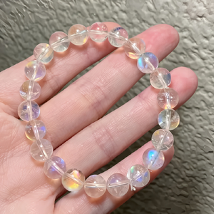 8,5mm Natürliches Regenbogen-Mondstein-Armband Blau Schimmernder Edelstein Perlen-Stretch-Schmuck Juni Geburtsstein Großhandelslieferant - Product Image 1