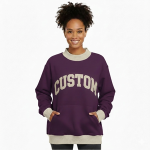 High Quality Women Mockneck Printed Fleece <b>Long</b> Sleeve Pullover <b>Sweatshirt</b> OEM Service Oversized Style Warm Autumn Winter Casual - Product Image 2