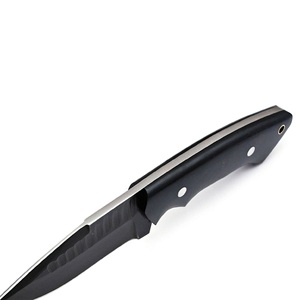 Cuchillo de caza y desollado de acero inoxidable de primera calidad con punta fija, mango de madera negra texturizada, hoja personalizable OEM - Product Image 3