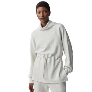 Sudadera de Felpa para Mujer, Talla Grande, de Invierno, Casual, de Color Sólido, con Cintura Ajustada, Manga Larga, Bordada, 100% Algodón Lavado - Product Image 1