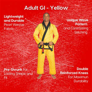 Kimono Profesional Amarillo de BJJ con Cinturón, Conjunto Completo de Jiu-Jitsu de Algodón para Hombre, Artes Marciales - Product Image 6