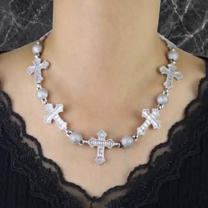 Custom Bead <b>Chain</b> <b>Cross</b> Design Iced Out 925 Silver VVS Moissanite Diamond Hip Hop Jewelry Necklace For Men Available for sale - Product Image 2