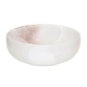 Bol en marbre blanc naturel, fait main, sur piétement en pierre, plat de service moderne de luxe, bol à fruits décoratif pour la maison - Product Image 4
