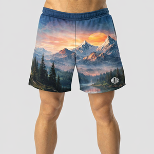 Pantalones Cortos Deportivos para Hombre, de Poliéster, con Estampado de Paisaje por Sublimación, con Cordón Ajustable, para Entrenamiento Atlético, OEM - Product Image 4