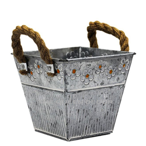 Macetas Galvanizadas con Asa de Cuerda para Jardín, Balcón, Macetas Multifuncionales de Tela con Diseño de Santa Claus, Eléctricas - Product Image 1