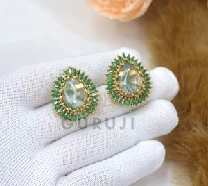 Alluring Premium Quality Gold Plated Brass <b>Stud</b> <b>Earrings</b> Zircon Stones for Women Evening Party Wear Trendy Fashion Collection - Product Image 3