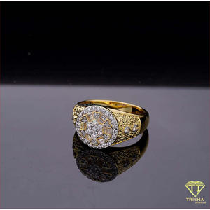 Bague Chevalière Ronde en Argent Sterling 925 avec Diamant Moissanite et Motif Floral Géométrique – Bijoux de Luxe Tendance en Gros - Product Image 3