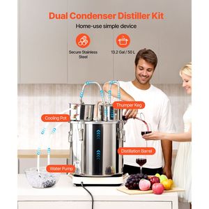 Distillatore Elettrico di Alcol in Acciaio Inox da 50 L (13,2 Galloni) con Doppio Condensatore e Serpentina in Rame a Raffreddamento Rapido - Product Image 2