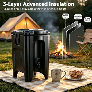 Dispenser per Bevande Commerciale Isolato a 3 Strati da 4,4 Galloni, Erogatore di Bevande Calde e Fredde in Legno con Rubinetto Antigoccia e Funzioni Anti-Perdita - Product Image 5
