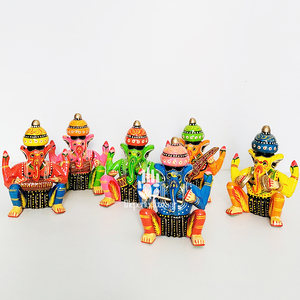 Juego de 5 figuras de madera de Ganesh Ji - Product Image 5