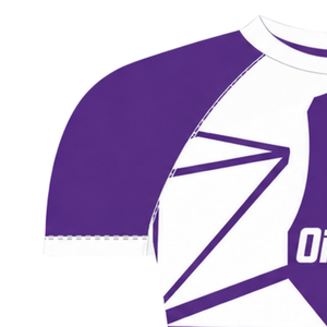 Purple White Short Sleeve Rowing Base layer Crew Neck <b>Geometric</b> Performance Training Athletic Sports Compression <b>Shirt</b> - Product Image 6