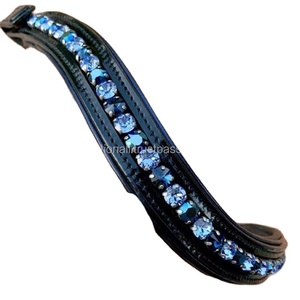 Marrón de cuero para caballo, cristal multicolor, hecho en cuero genuino con botón a presión para cierre de bucle - Product Image 1