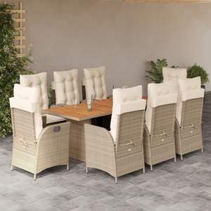 Ensemble de salle à manger de jardin en polyrotin beige avec grands accoudoirs réglables - Product Image 2
