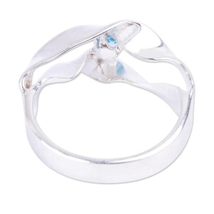 Anillo Minimalista de Topacio Azul Facetado, Plata de Ley 925, Piedra Preciosa Natural, Regalo para Mujer - Product Image 6