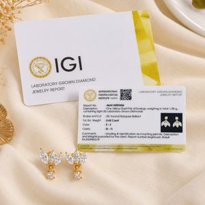 Modern 14KT Solid Yellow Gold Round Cut Lab Grown <b>Diamond</b> <b>Dangle</b> <b>Earrings</b> IGI Certified Stylish Gift Everyday Fine Jewellery - Product Image 6