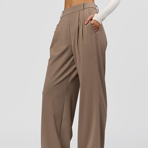 Pantalones de Pierna Ancha de Cintura Alta para Mujer, Satinados, Holgados, Plisados, Largos, de Color Sólido, Estilo Minimalista Otoñal - Product Image 4