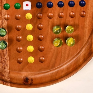 Jeu de société Ludo en bois artisanal avec billes colorées et dés – Jeu de stratégie familial haut de gamme pour un plaisir familial sans fin - Product Image 4