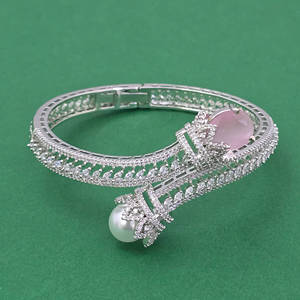 Artificial Fashion Jewellery Classic Cuff <b>Bracelets</b> with Cubic Zirconia Openable Kada Rhodium Plated Gift 443962 - Product Image 5