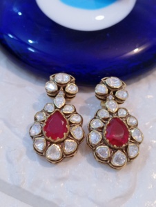 Amaira Jewels Vintage Gold Plated <b>Silver</b> Luxury <b>Stud</b> <b>Earrings</b> with Flower Design for Women Everyday Wear - Product Image 2