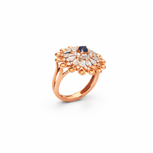 Anillo Namivaa de Oro Rosa de 18K con Zafiro Azul y Diamantes, Diseño Floral, para Mujer, Joyería Fina de Lujo para Bodas y Fiestas - Product Image 2