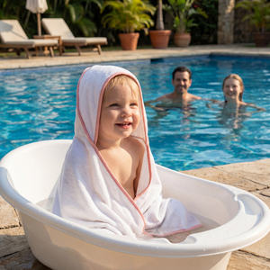 Toalla con Capucha para Bebé, 420 g/m², 100% Algodón, Gruesa, Absorbente, Ecológica, de Secado Rápido, Hipoalergénica, Certificada OEKO-TEX, Envoltura para Baño de Recién Nacidos - Product Image 2