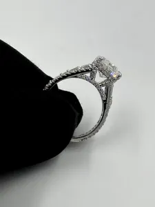 Luxury Moissanite Engagement <b>Ring</b> <b>925</b> Sterling <b>Silver</b> White Gold Plated Oval Cut Bridal <b>Ring</b> for Women - Product Image 3