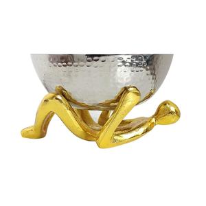 Bol de service en métal martelé avec support sculpté, décoratif pour fruits et collations, pour table à manger, cuisine, décoration intérieure - Product Image 2