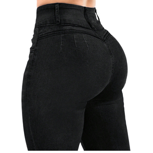 Jeans de Mezclilla Negros de Cintura Alta, Ajustados, Largos, Transpirables, de Algodón y Elastano, Pantalones Casuales para Mujer, Estilo Otoño 2026 - Product Image 2