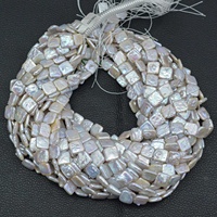 Perles de culture d'eau douce naturelles blanches lisses de forme carrée de 10 mm et 12 mm, pierres en vrac, bon lustre, pour collier
