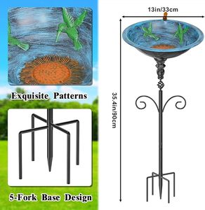 Eco Friendly Elegant Iron <b>Bird</b> Bath With Strong <b>Stand</b> For Garden Decoration And Outdoor <b>Bird</b> Water Feeding Activities - Product Image 2