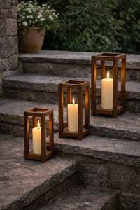 <b>Set</b> of 3 Customized Handmade Wooden Candle <b>Lantern</b> with Black Top Empty Candle Holder For Event & Home Decor - Product Image 6