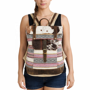Mochila de Cuero y Lona Estilo Western Hecha a Mano, con Cierre de Cremallera, Tejida Étnicamente, Capacidad de 22L, Unisex, para Viajes y Senderismo, Envío Inmediato - Product Image 5