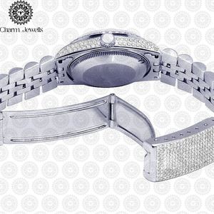 Montre de luxe pour femme Charm_Jewells en acier inoxydable, cadran rond de 38 mm, mouvement à quartz analogique, affichage de la date, fermoir pliant - Product Image 2