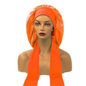 Bonnet de nuit en satin élastique pour femme avec long ruban, pour le soin des cheveux, turban de douche - Product Image 3