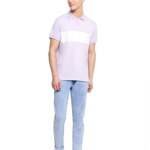 Polo en coton décontracté à manches courtes pour homme, T-shirt de golf tricoté de haute qualité avec motif rayé uni personnalisable - Product Image 3