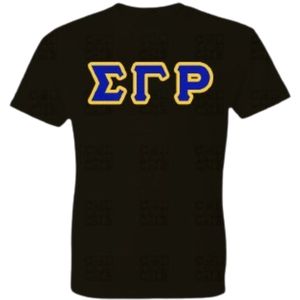 Camiseta Sigma Gamma Rho Negra con Letras Griegas, Azul, Informal para Mujer, Camiseta de Sororidad, Manga Corta, con Gráficos, Personalizada con Letras Griegas - Product Image 1