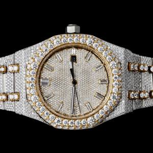 Baguette y Moissanite redondo Diamond Watch 925 Sterling Silver Fancy Watch Exclusivo nuevo reloj de diseño para hombres - Product Image 2