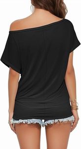 Camiseta de Algodón con Hombros Descubiertos para Mujer, Venta al Por Mayor, Impresión de Logotipo Personalizado, Manga Corta, Tejido de Punto, Top de Verano - Product Image 2