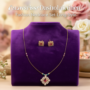 Designer Austrian Stone Fashion Necklace <b>Set</b>-Long Style - Product Image 3