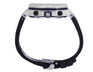 Bijoux noirs de l'océan A.P. Montre-bracelet tendance Jumbo en acier inoxydable avec diamants Moissanite VVS, mouvement à quartz, 41 mm, étanche 3 ATM - Product Image 4
