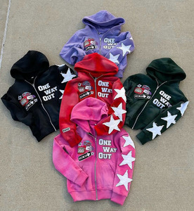 Men 100% Cotton French Terry Regular Fit Zip Hoodie Custom Distress Embroidery Embossed Winter Breathable Quick Dry - Product Image 5
