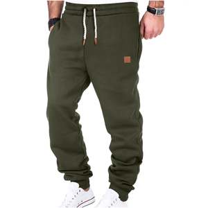 Men's 100% Cotton Fleece Sweatpants Streetwear Baggy Joggers Sports Pants <b>Trousers</b> Multi Pockets <b>Elastic</b> Drawstring Waist Cuff - Product Image 1