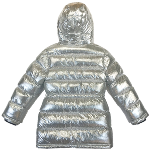 Veste matelassée à capuche argentée, fermeture éclair, coupe-vent, épaisse, pour l'hiver, unisexe, décontractée, couleur unie, manches longues, doublure en fausse fourrure - Product Image 3