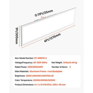 Pannello LED piatto 1x4 FT 5700 LM 3000K/4000K/5000K, 3 colori selezionabili, plafoniera a incasso per controsoffitto 6500K PC - Product Image 5