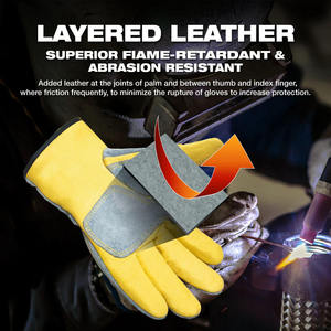Gants de travail pour chauffeurs en cuir de mouton grainé, anti-vibrations, durables, avec sangle, confortables et résistants à l'abrasion - Product Image 5