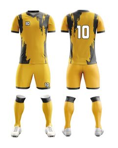 Tenue de football pas chère, kit de football personnalisé, maillot d'équipe imprimé, manches courtes, uni, été, avec tissu doux, confortable et à séchage rapide - Product Image 2