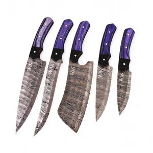 Juego de Cuchillos de Cocina Profesionales Multiusos UA Supplies, Hechos a Mano con Acero de Damasco 1095 15N20, Superficie Cepillada - Product Image 4