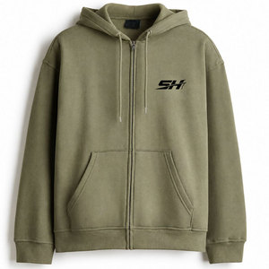 Custom Size Men's High Quality Oversized <b>Full</b> <b>Zip</b> <b>Hoodie</b> Kangaroo Pocket Ribbed Cuff Tactical Design Indoor Outdoor Wear <b>Hoodie</b> - Product Image 1