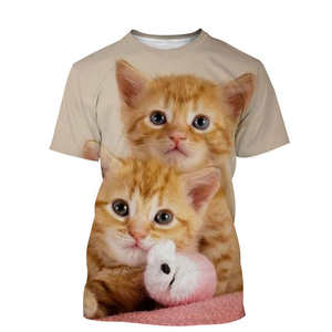 Camisetas Unisex de Verano con Estampado de Gato, Camisetas Casuales de Cuello Redondo y Manga Corta para Hombre, Estilo Hip Hop con Estampado 3D de Animales - Product Image 4